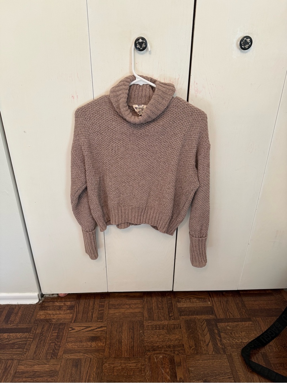 Turtleneck Cropped Knit Sweater - Dusty Mauve